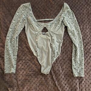 Urban Outfitters Lace Detail Bodysuit - blue
